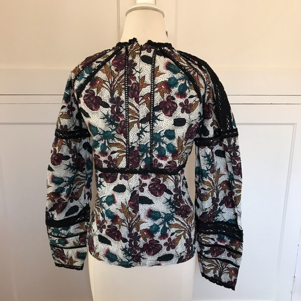 TOPSHOP Floral Cotton Long Sleeve Top Size 4 NWT - Picture 8 of 13